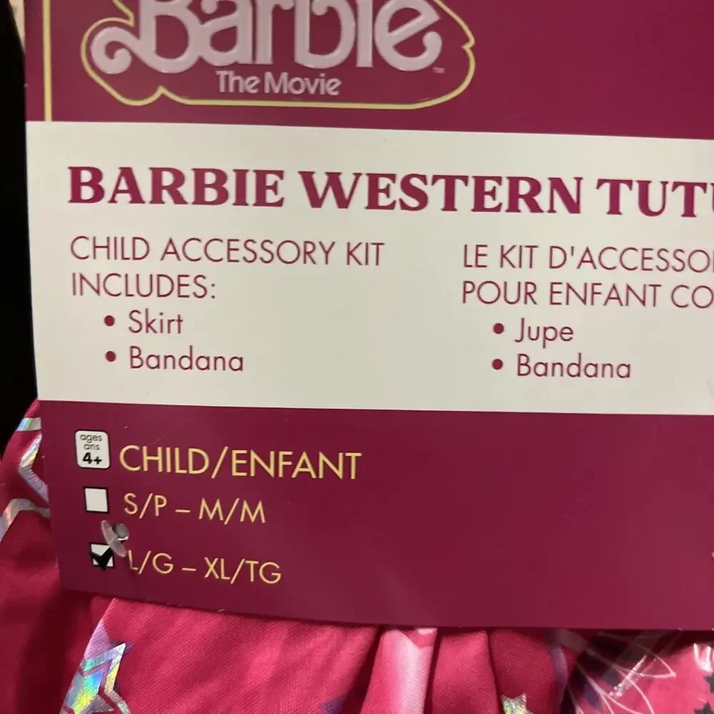 Barbie Movie Kid's Western Tutu Bandana Halloween Costume Kit Large/XL